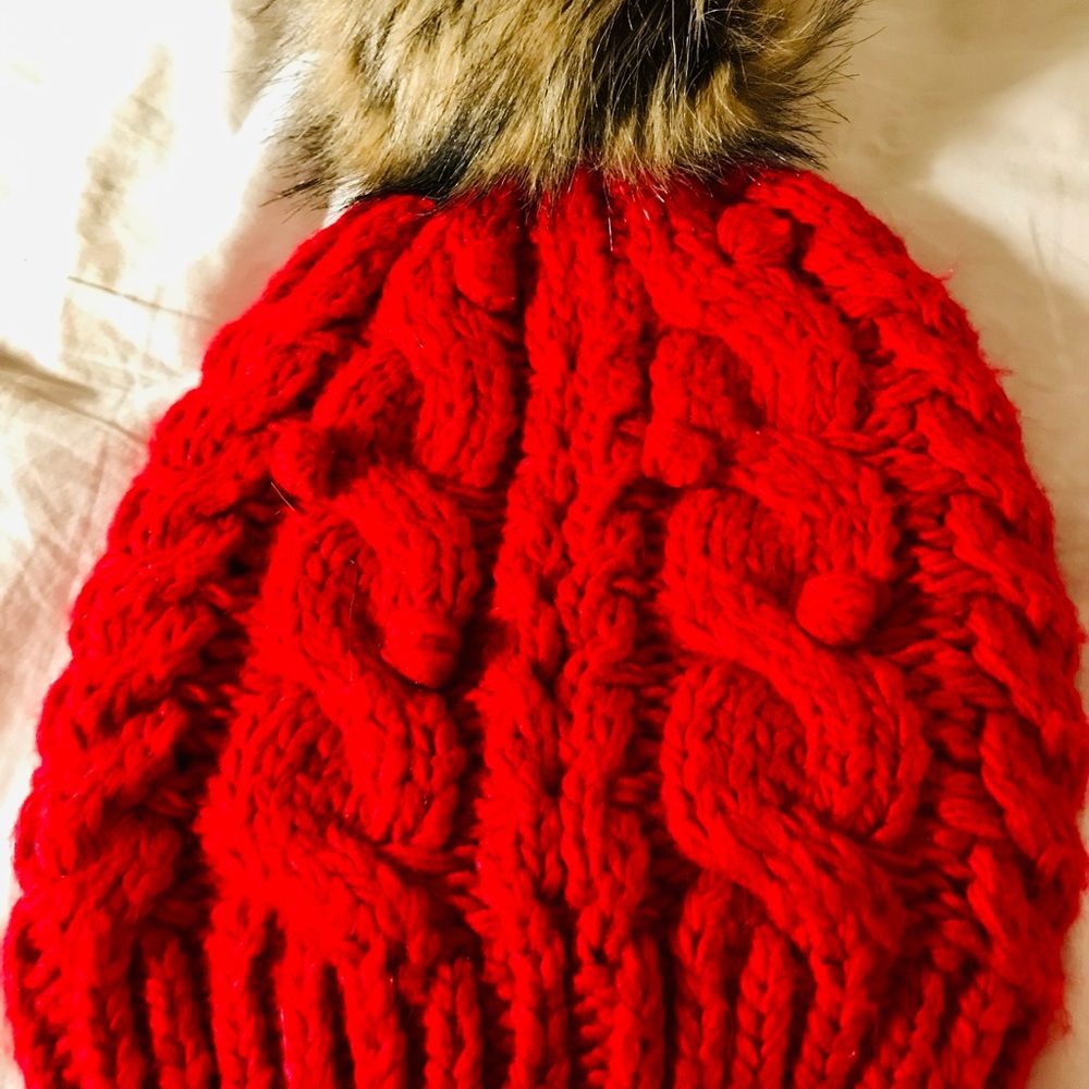 Brand New American Eagle Red Winter Hat with Pom Pom